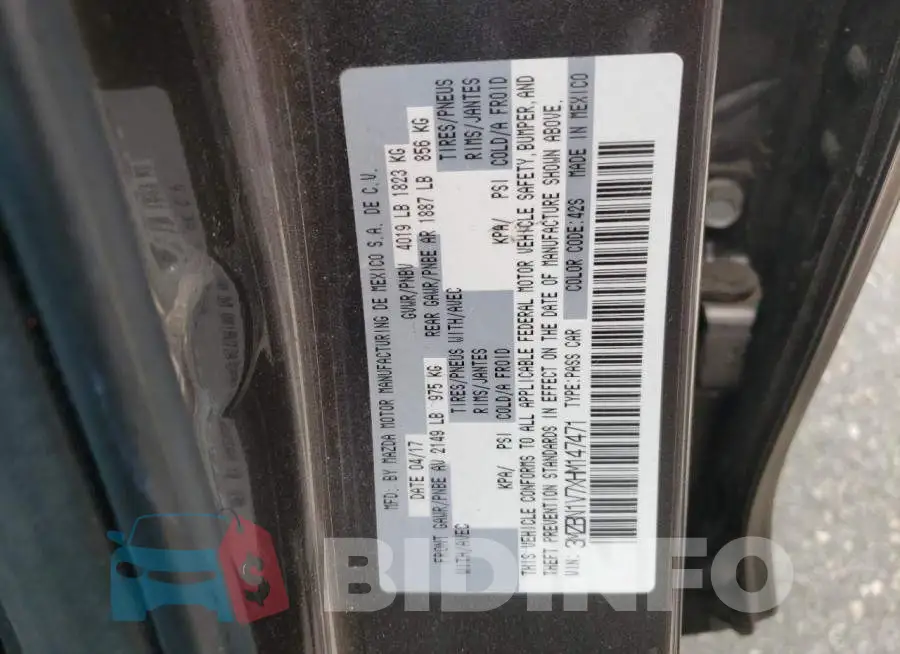 3MZBN1V7XHM147471 Photo# 10