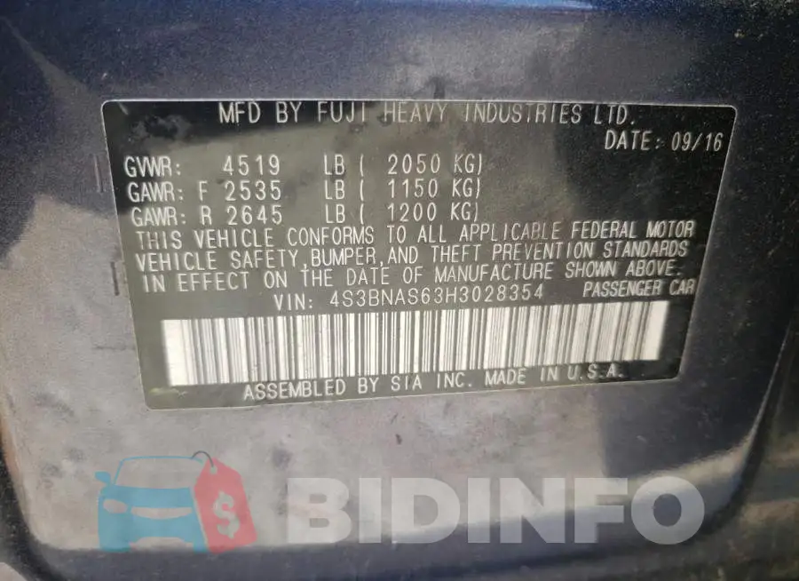 4S3BNAS63H3028354 Photo# 10