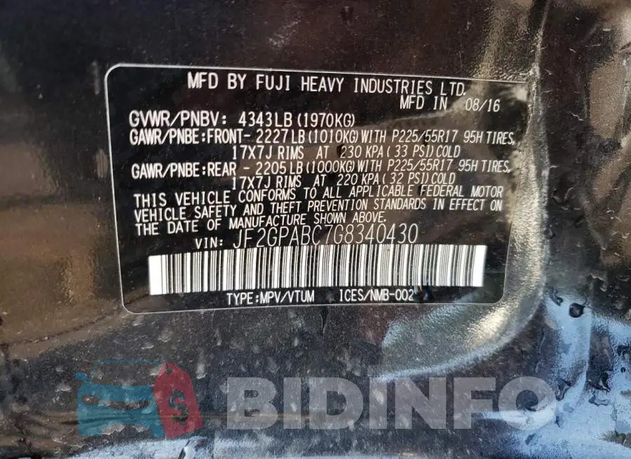 JF2GPABC7G8340430 Photo# 10
