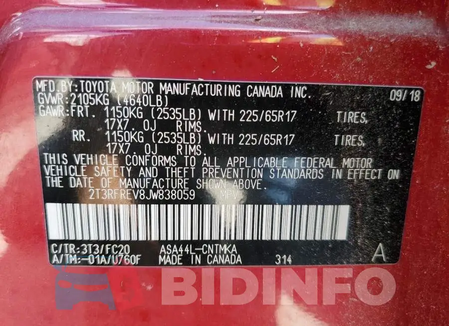 2T3RFREV8JW838059 Photo# 10