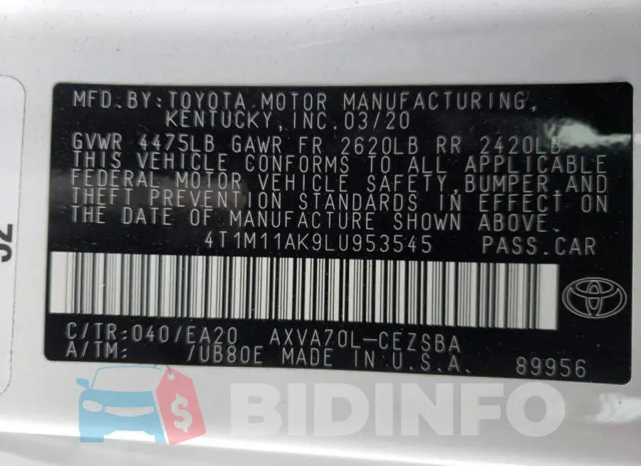4T1M11AK9LU953545 Photo# 10