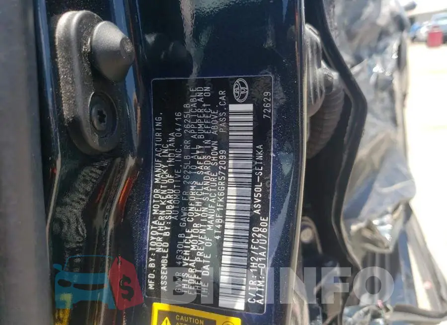 4T4BF1FK6GR572099 Photo# 10