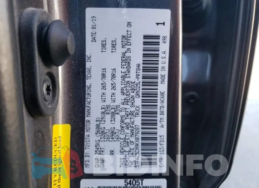 5TFAZ5CN9KX079287 Photo# 10