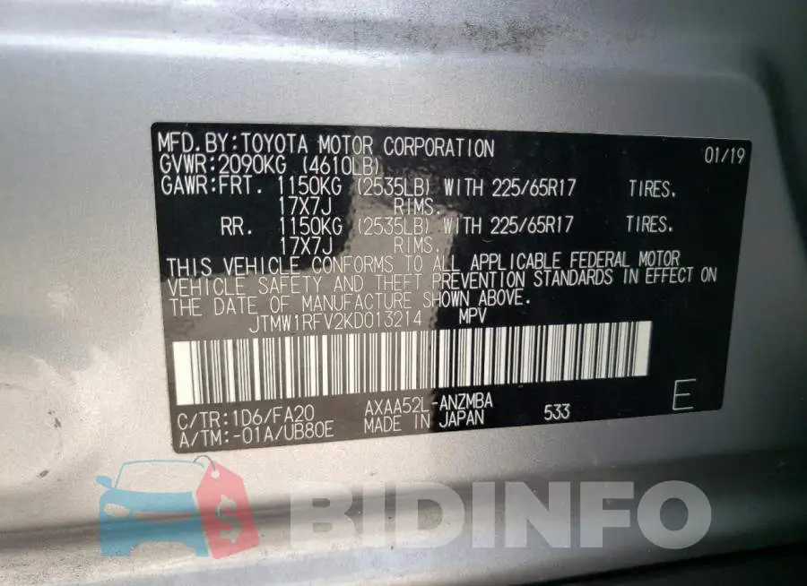 JTMW1RFV2KD013214 Photo# 10