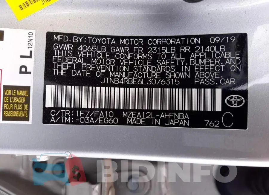 JTNB4RBE6L3076315 Photo# 10