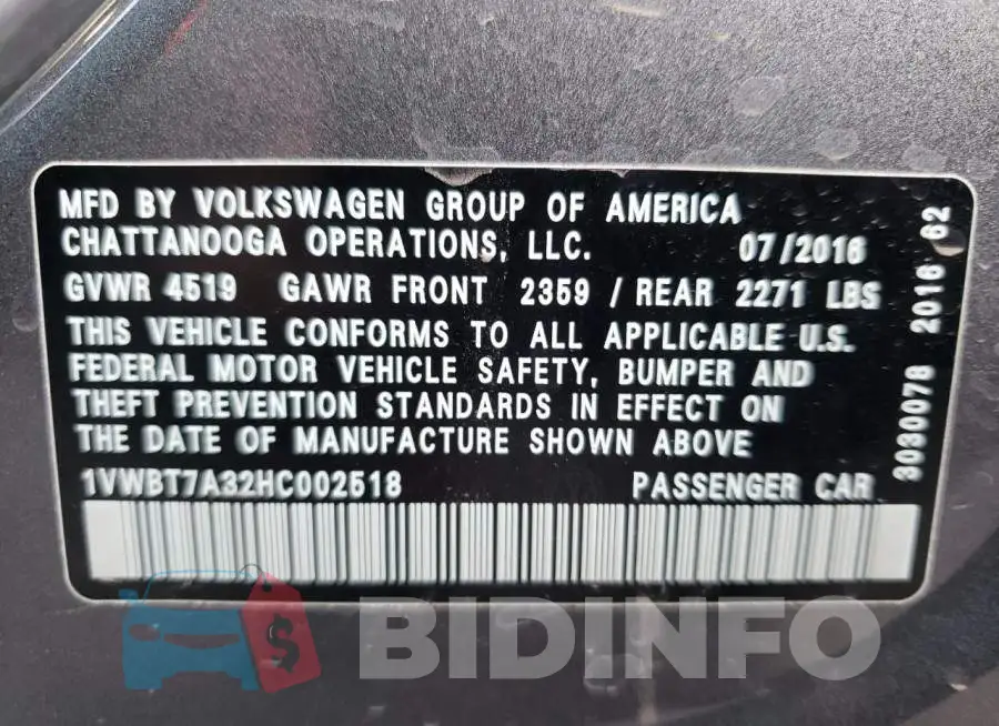 1VWBT7A32HC002518 Photo# 10