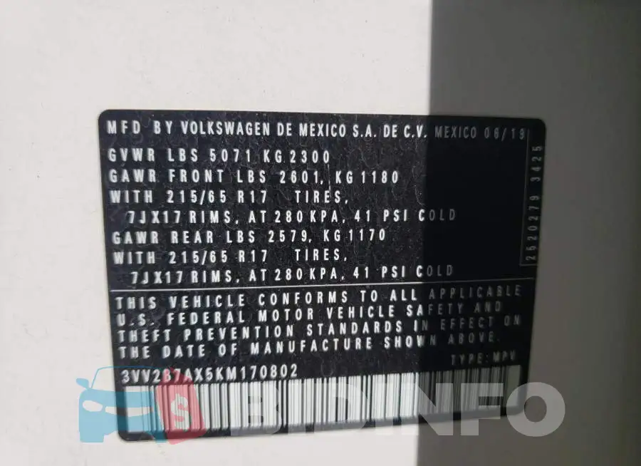 3VV2B7AX5KM170802 Photo# 10