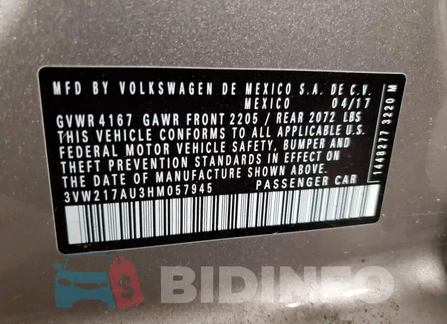 3VW217AU3HM057945 Photo# 10