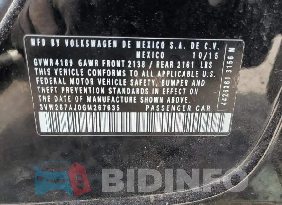 3VW267AJ0GM267635 Photo# 10
