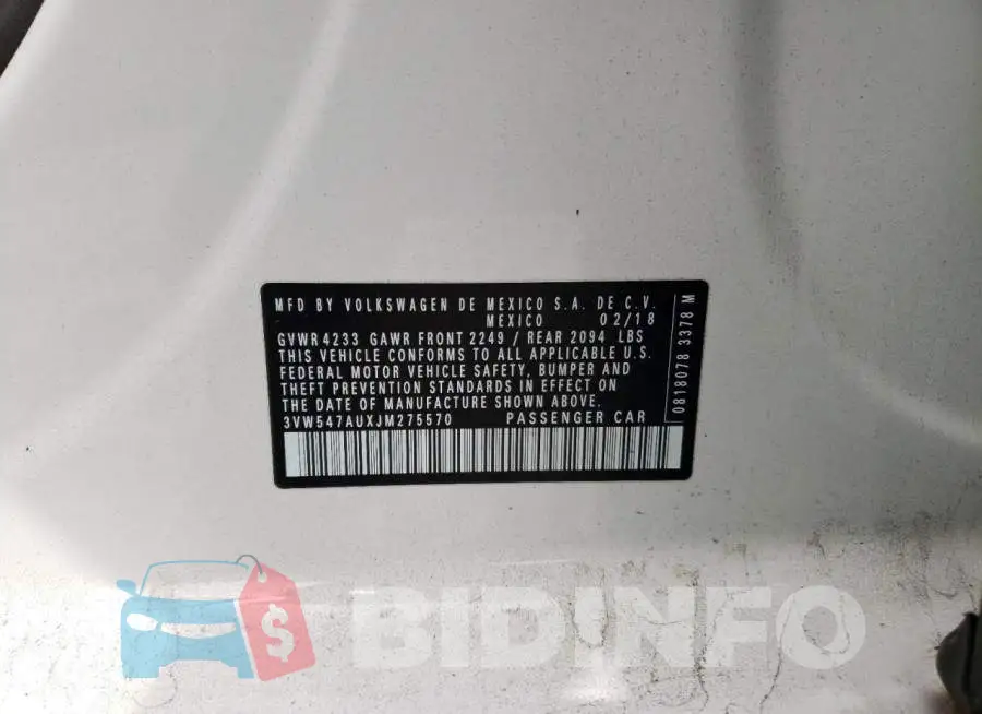 3VW547AUXJM275570 Photo# 10