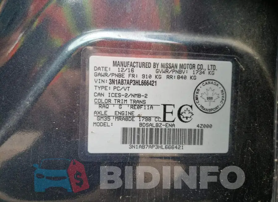 3N1AB7AP3HL666421 Photo# 10