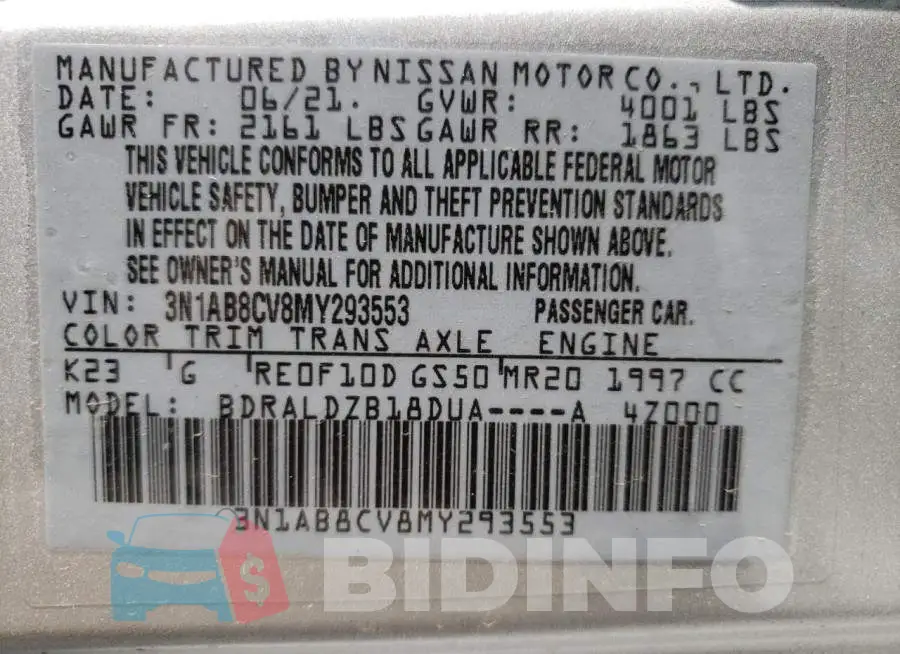 3N1AB8CV8MY293553 Photo# 10