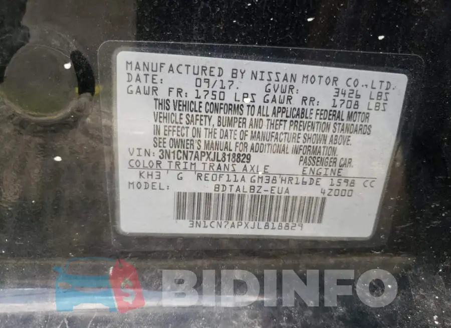 3N1CN7APXJL818829 Photo# 10
