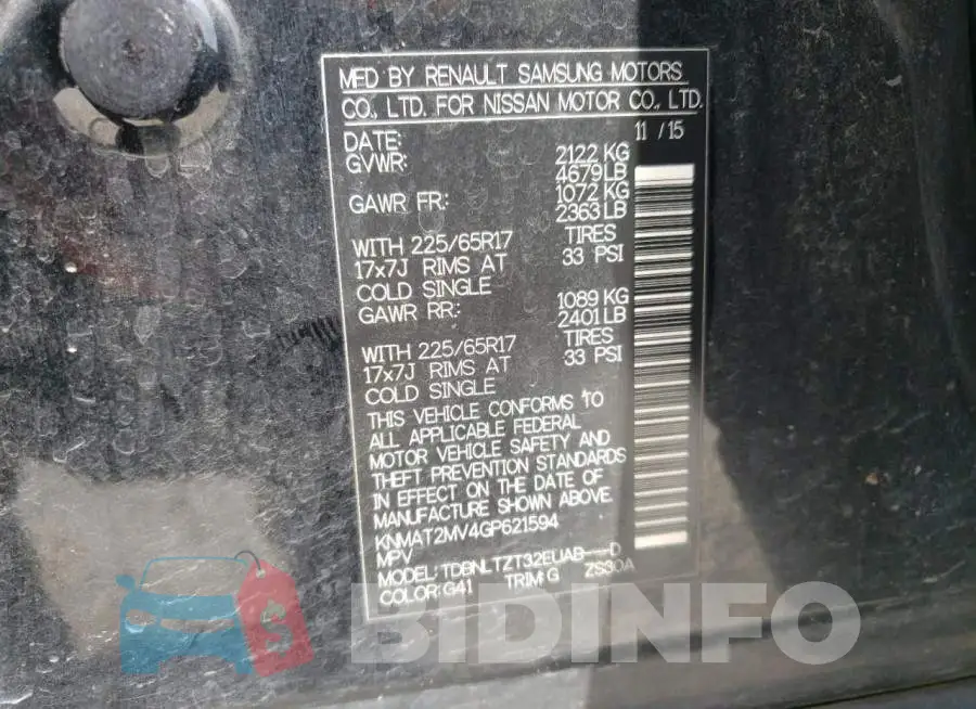 KNMAT2MV4GP621594 Photo# 10