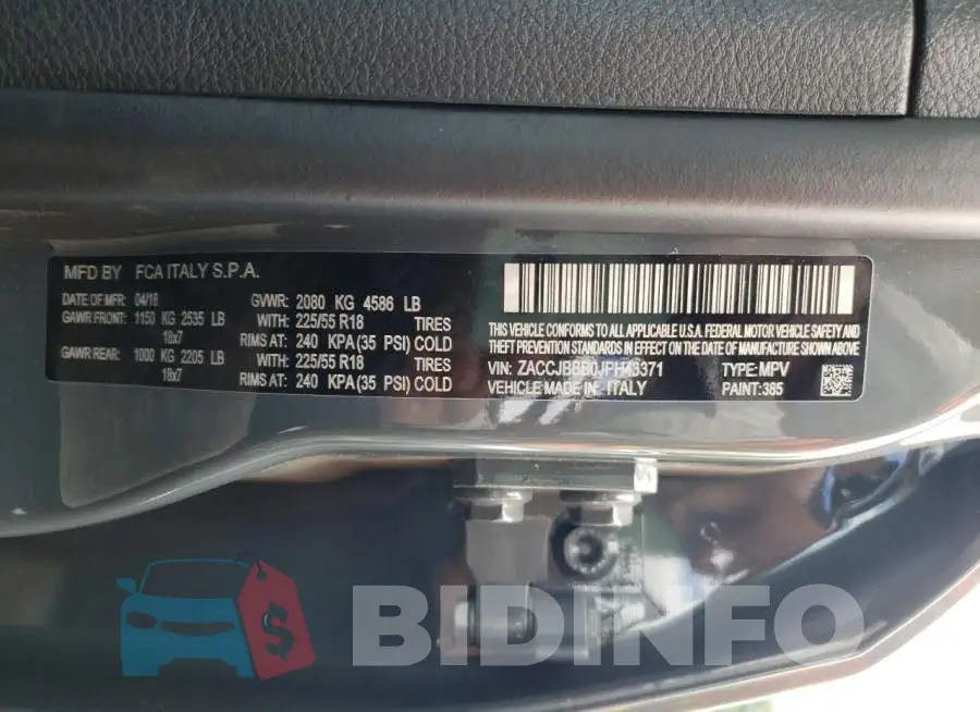 ZACCJBBB0JPH43371 Photo# 10