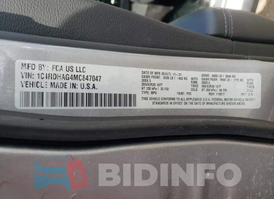 1C4RDHAG4MC847047 Photo# 10