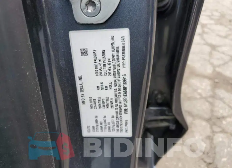 5YJ3E1EA8NF189916 Photo# 10