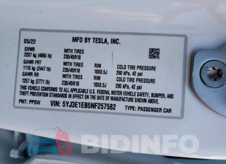 5YJ3E1EB5NF257582 Photo# 10