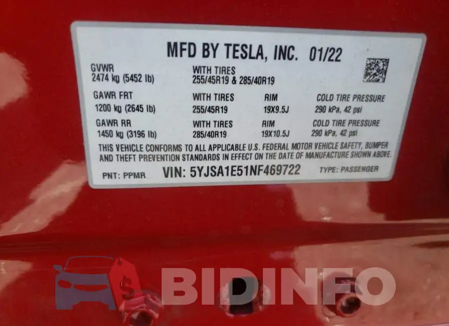 5YJSA1E51NF469722 Photo# 10