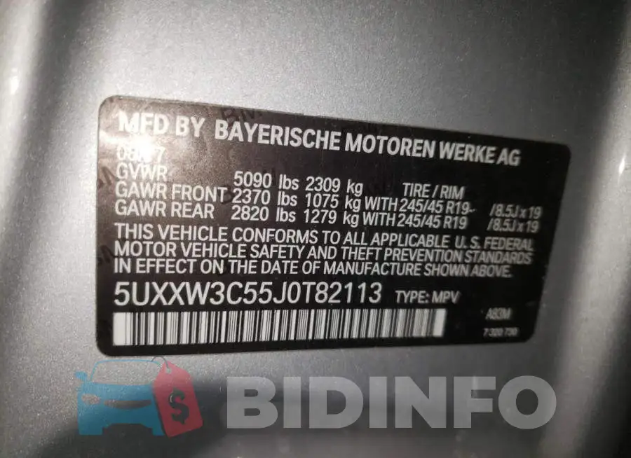 5UXXW3C55J0T82113 Photo# 10