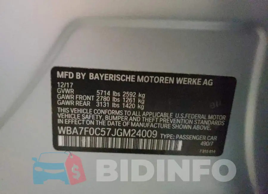 WBA7F0C57JGM24009 Photo# 10