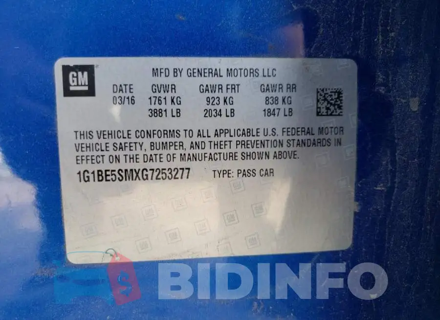 1G1BE5SMXG7253277 Photo# 10