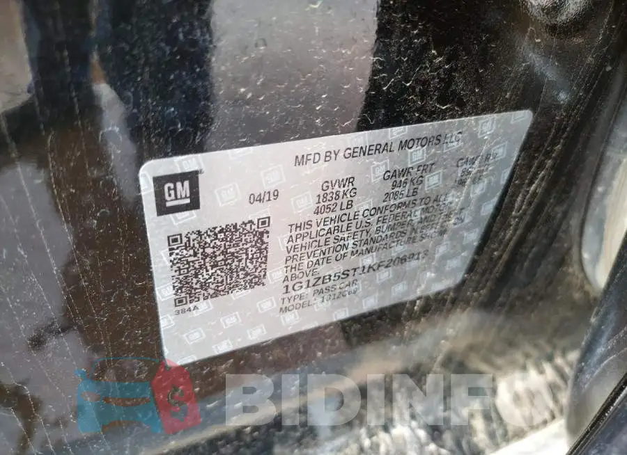 1G1ZB5ST1KF206913 Photo# 10