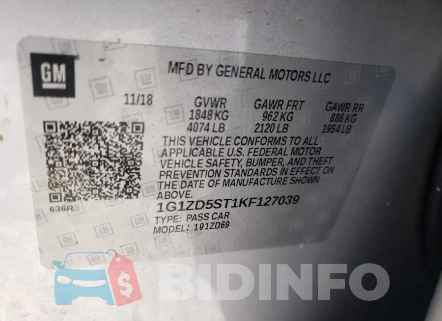 1G1ZD5ST1KF127039 Photo# 10