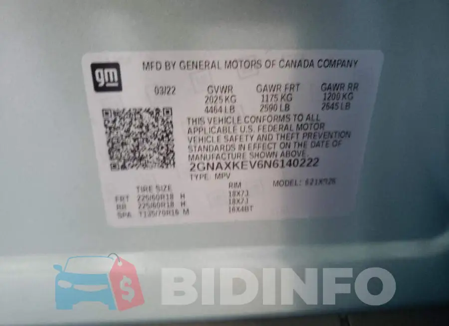 2GNAXKEV6N6140222 Photo# 10