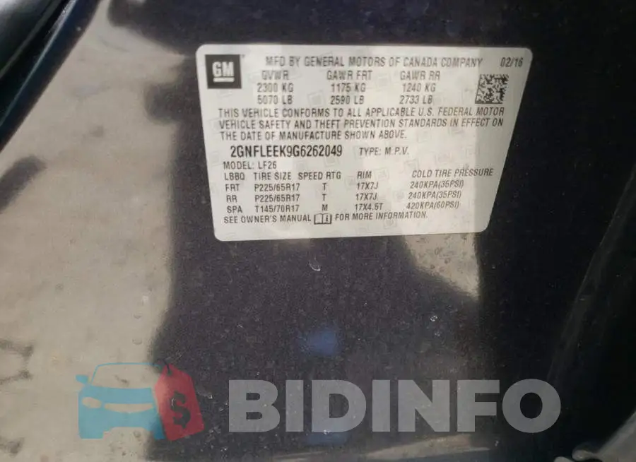 2GNFLEEK9G6262049 Photo# 10