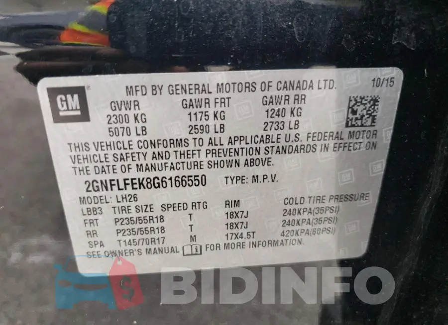 2GNFLFEK8G6166550 Photo# 10