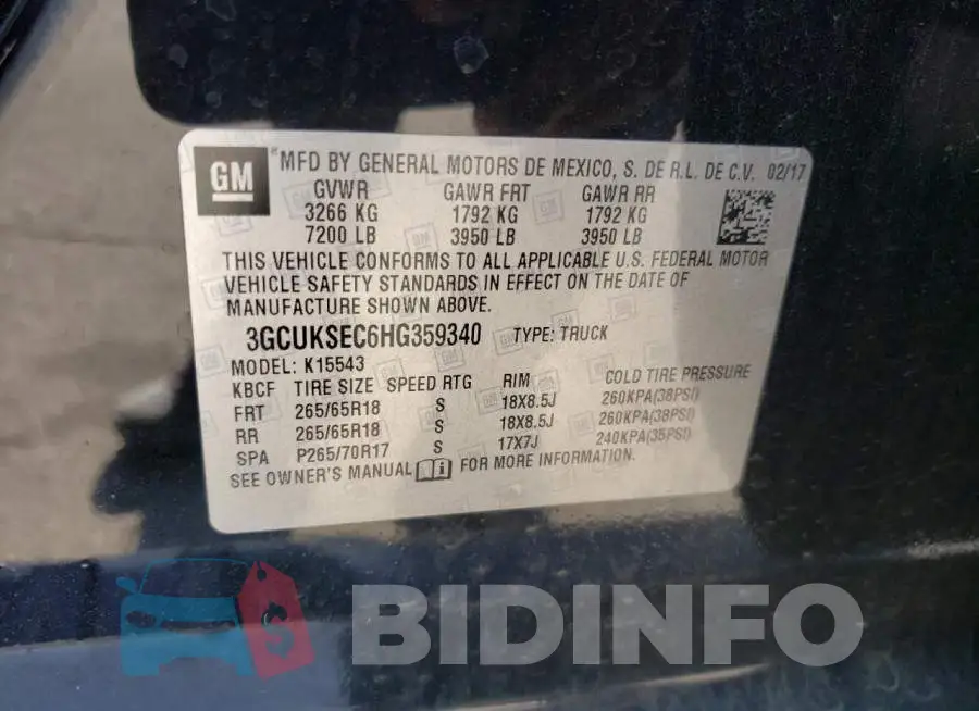 3GCUKSEC6HG359340 Photo# 10