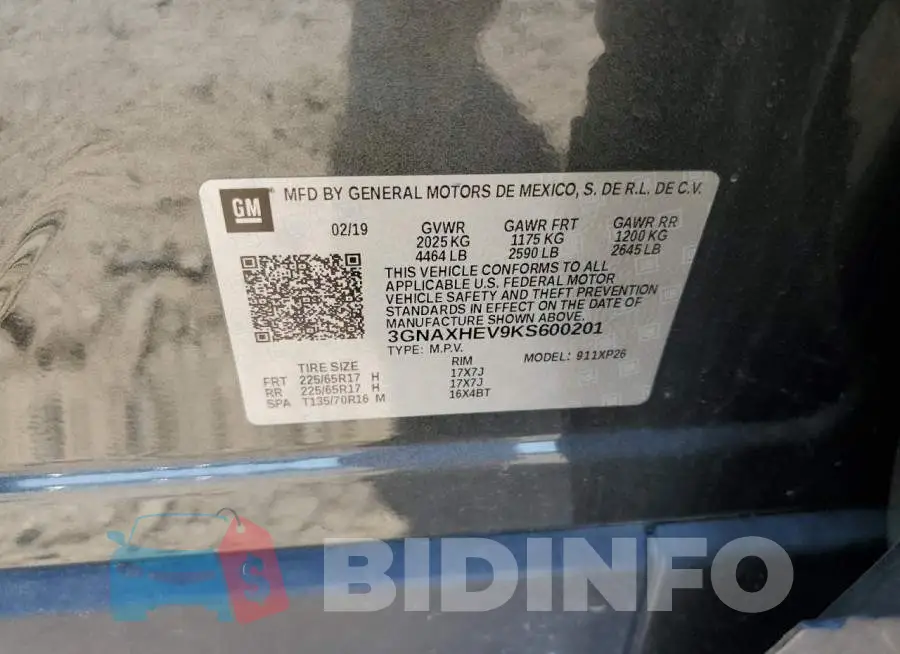 3GNAXHEV9KS600201 Photo# 10