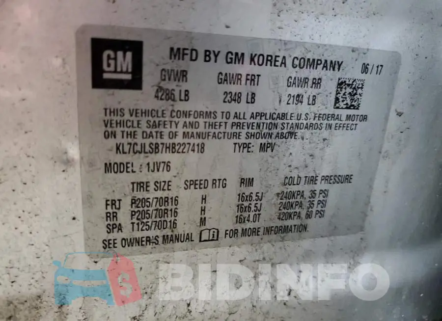 KL7CJLSB7HB227418 Photo# 10