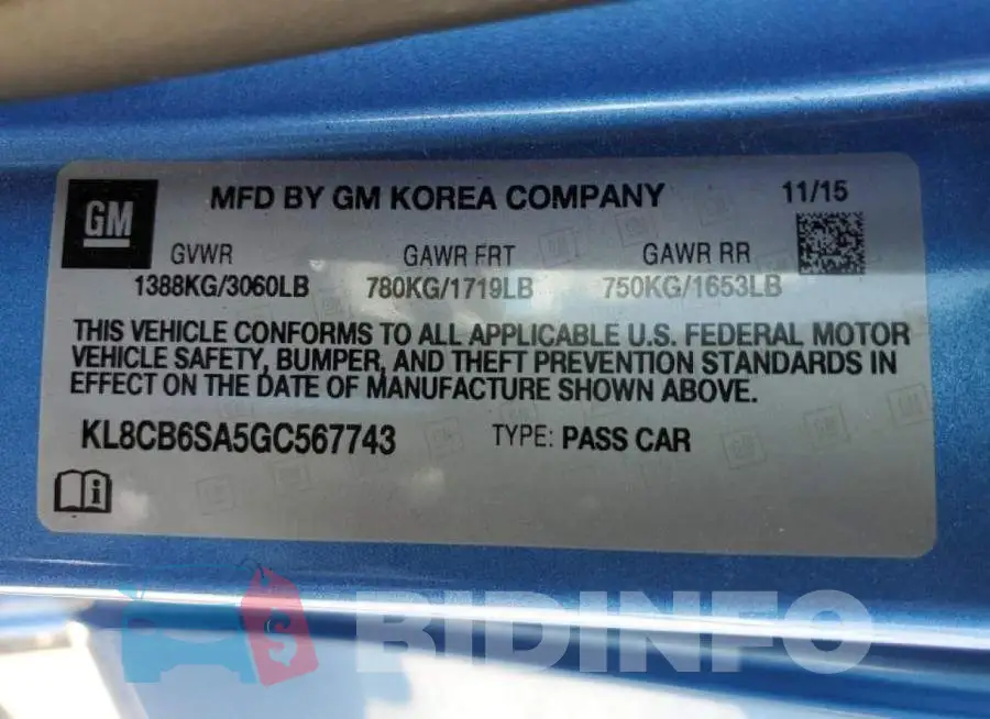 KL8CB6SA5GC567743 Photo# 10