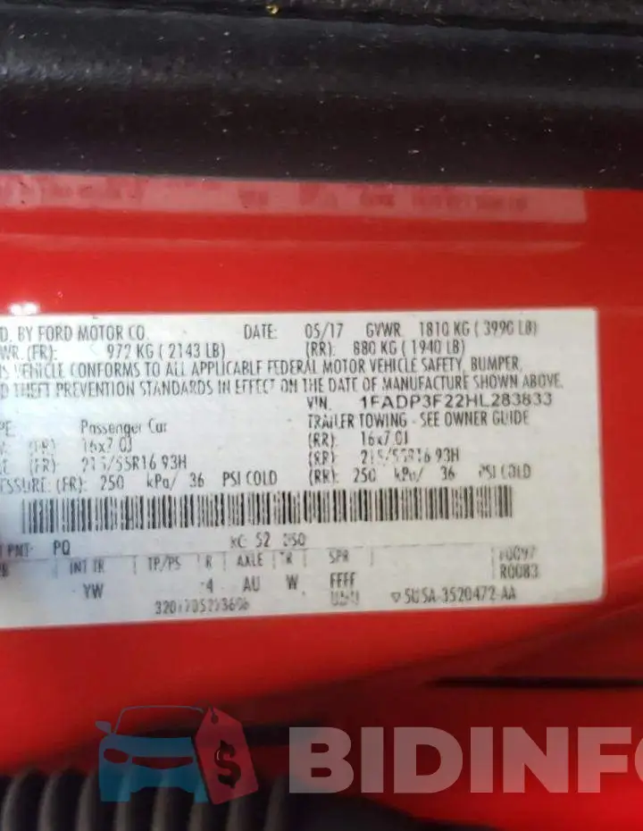 1FADP3F22HL283833 Photo# 10