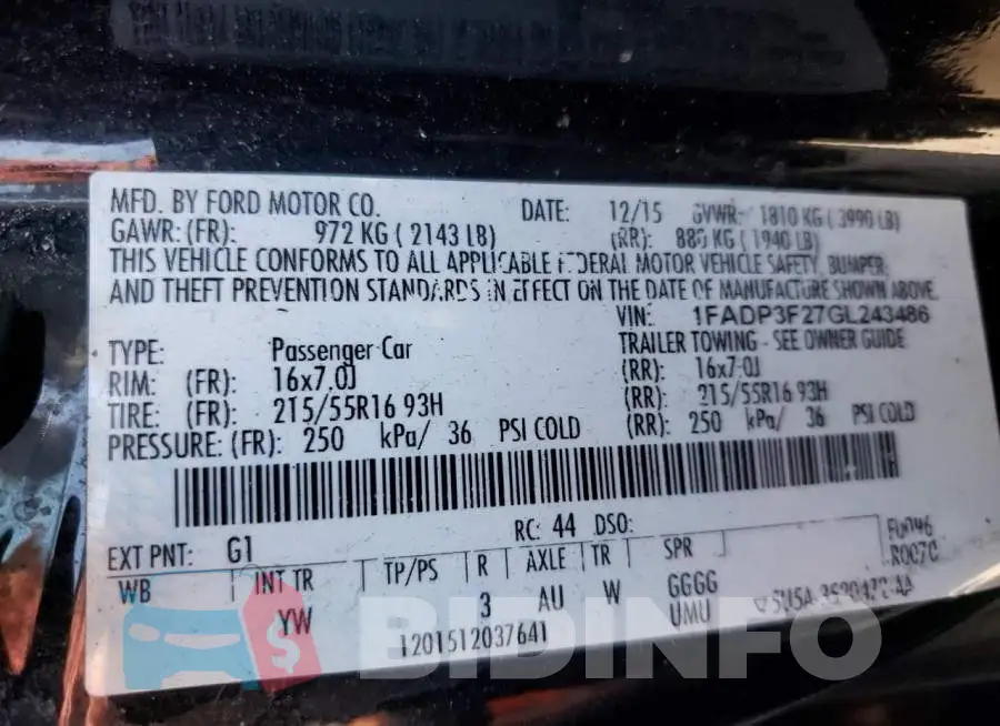 1FADP3F27GL243486 Photo# 10