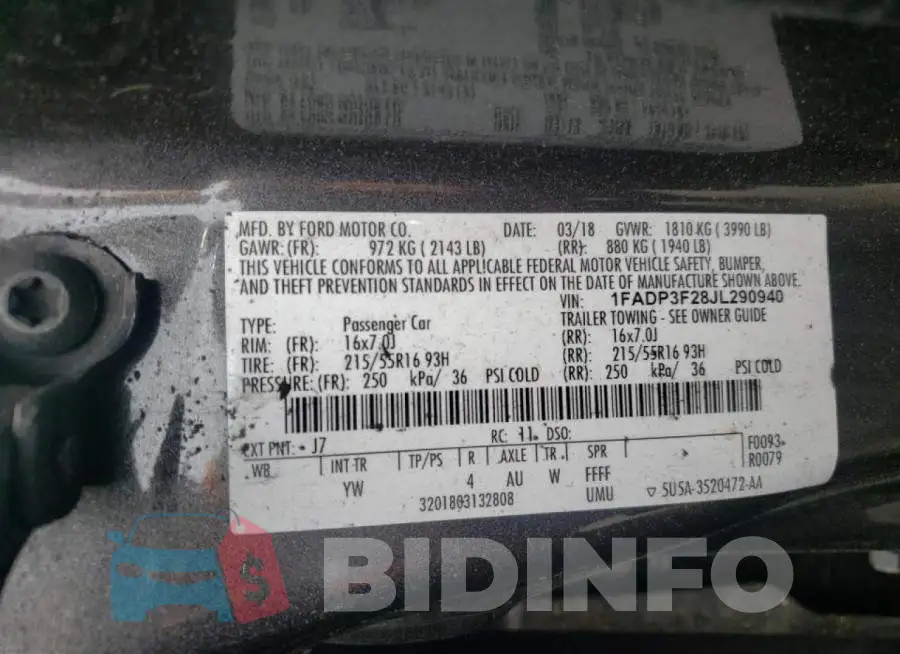 1FADP3F28JL290940 Photo# 10