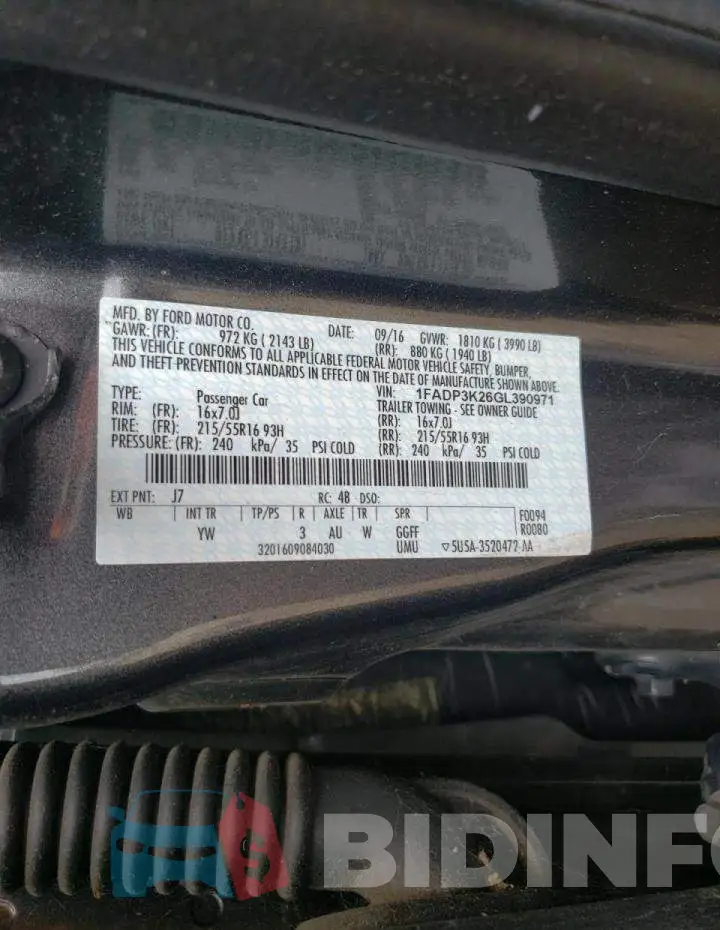 1FADP3K26GL390971 Photo# 10