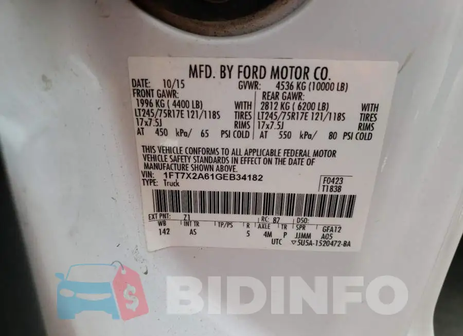 1FT7X2A61GEB34182 Photo# 5