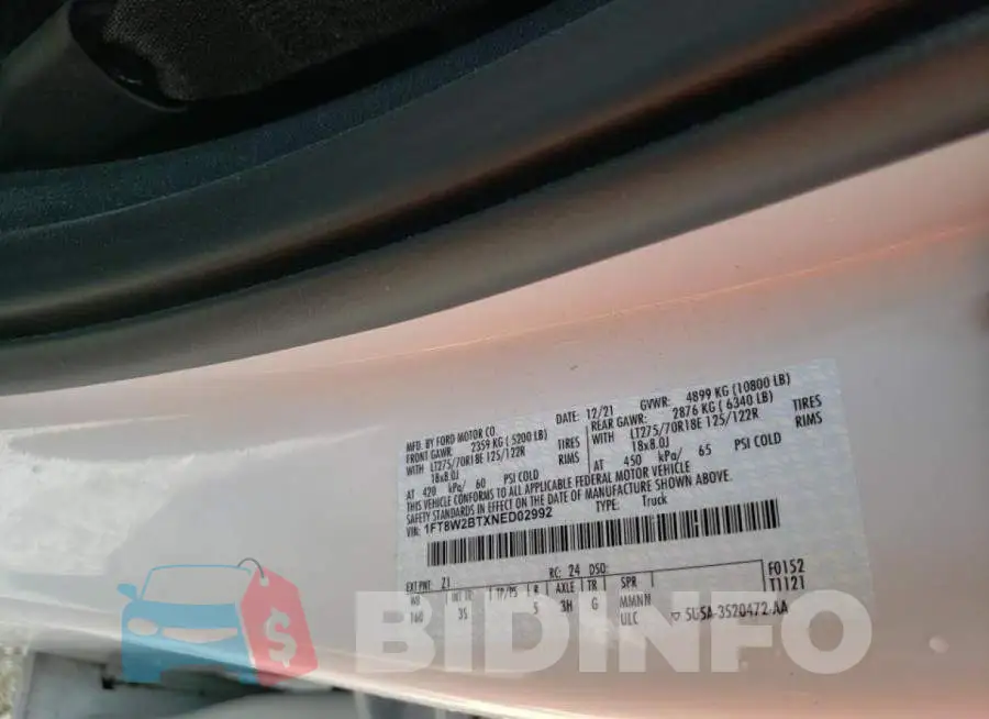 1FT8W2BTXNED02992 Photo# 10