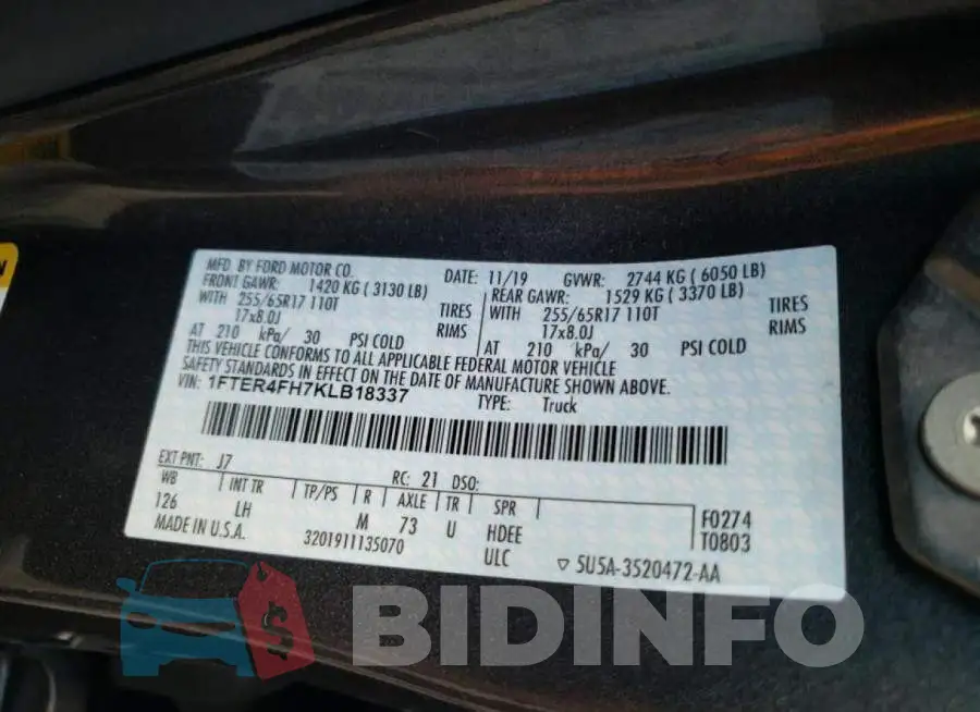 1FTER4FH7KLB18337 Photo# 10