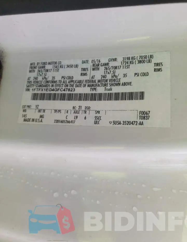 1FTFX1EG4GFC47823 Photo# 10
