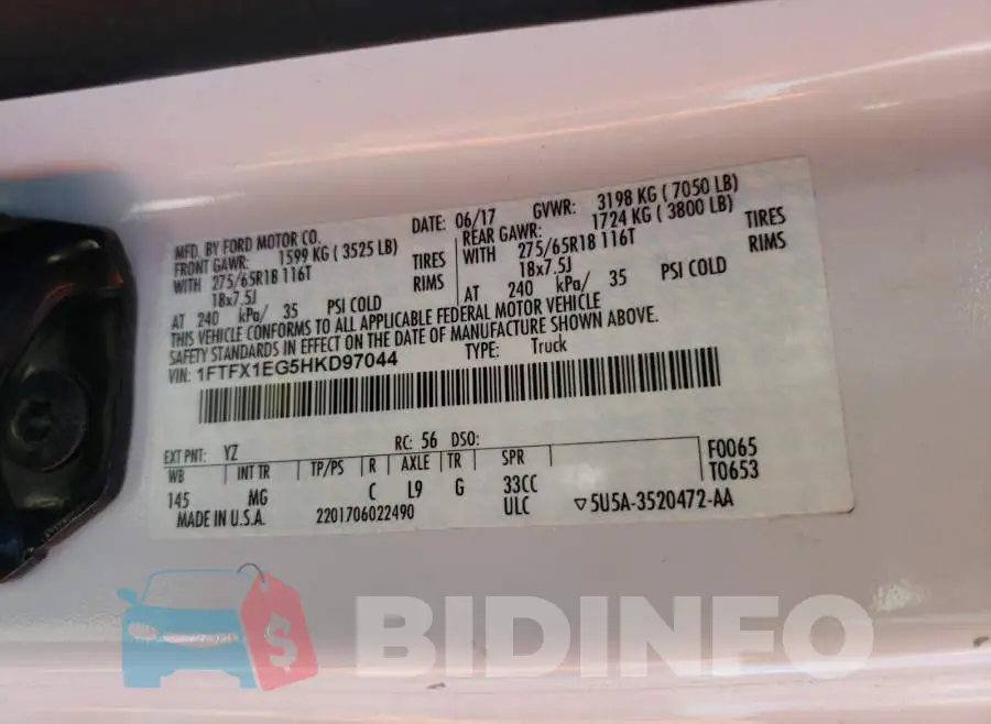 1FTFX1EG5HKD97044 Photo# 10
