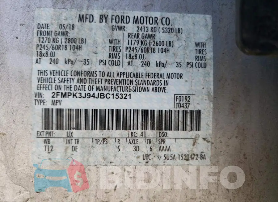 2FMPK3J94JBC15321 Photo# 10