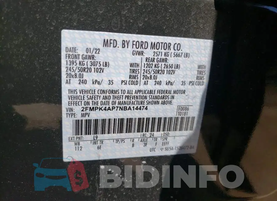 2FMPK4AP7NBA14474 Photo# 10