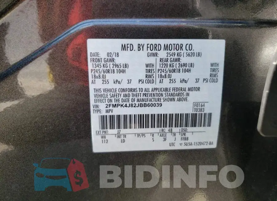 2FMPK4J82JBB60039 Photo# 10