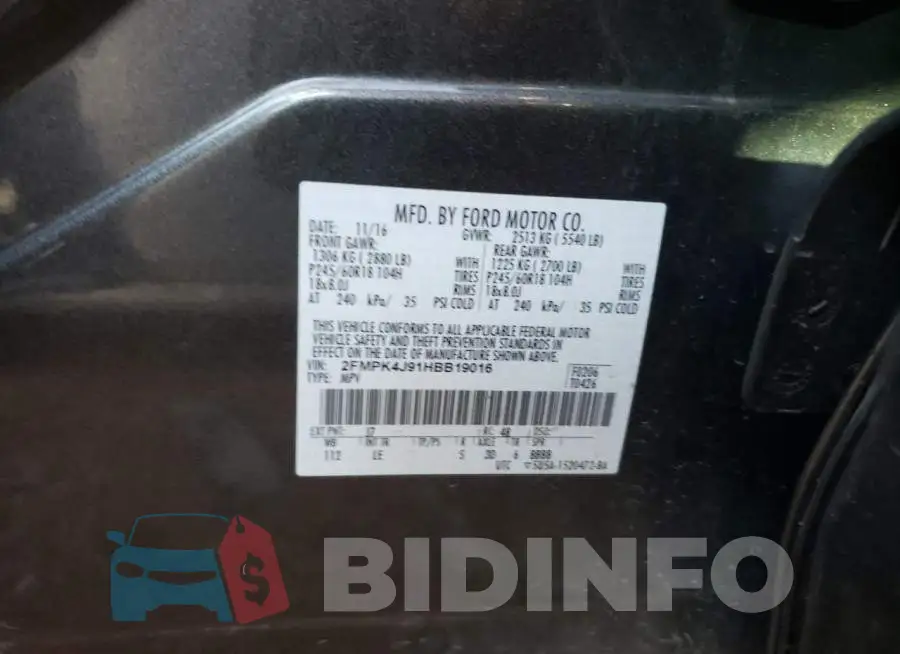 2FMPK4J91HBB19016 Photo# 10