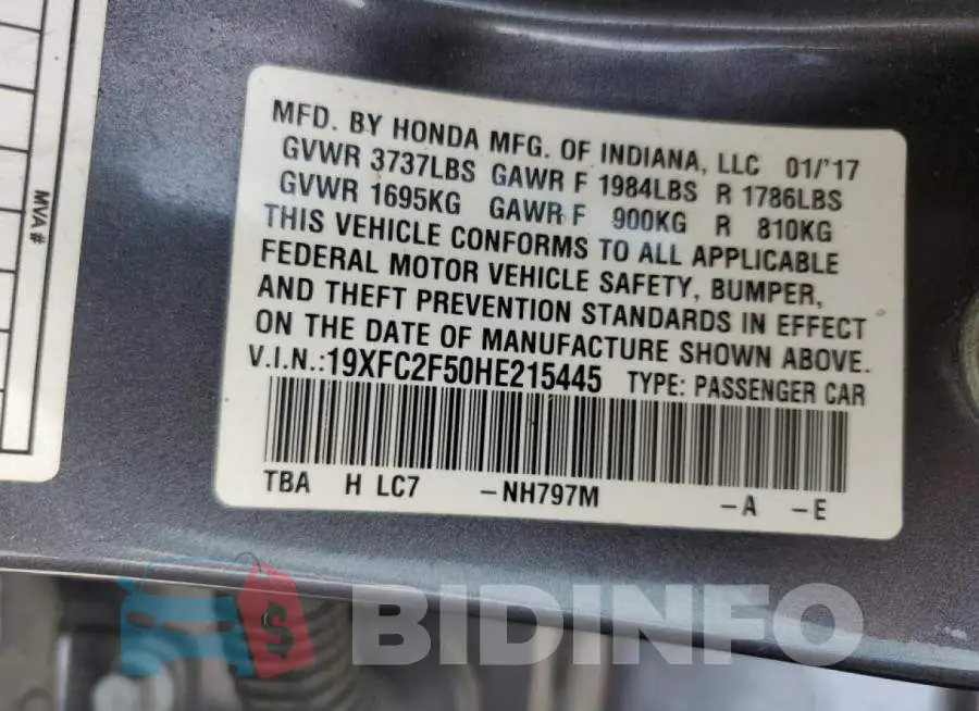 19XFC2F50HE215445 Photo# 10
