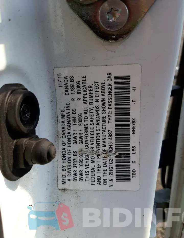 2HGFC2F52GH514987 Photo# 10